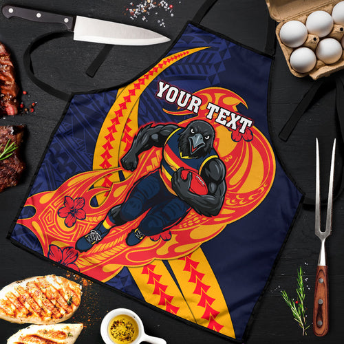 Personalized Adelaide Crows Apron Polynesian Tribal Crow Mascot With Hibiscus Floral Art