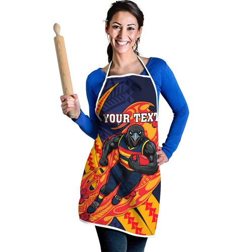Personalized Adelaide Crows Apron Polynesian Tribal Crow Mascot With Hibiscus Floral Art