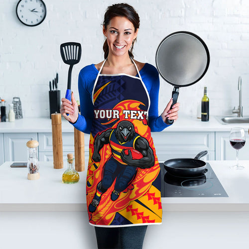 Personalized Adelaide Crows Apron Polynesian Tribal Crow Mascot With Hibiscus Floral Art