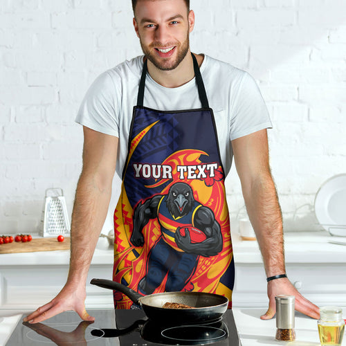 Personalized Adelaide Crows Apron Polynesian Tribal Crow Mascot With Hibiscus Floral Art
