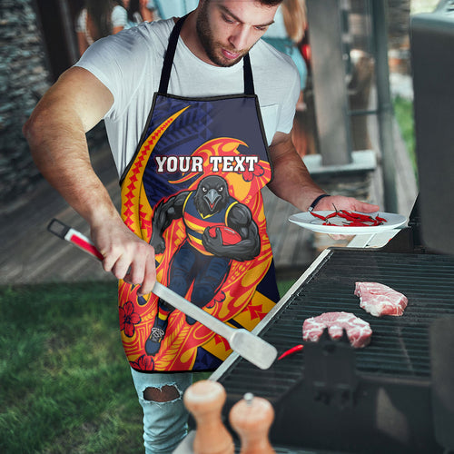 Personalized Adelaide Crows Apron Polynesian Tribal Crow Mascot With Hibiscus Floral Art