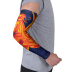 Personalized Adelaide Crows Arm Sleeves Polynesian Tribal Crow Mascot With Hibiscus Floral Art