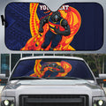 Personalized Adelaide Crows Auto Sun Shade Polynesian Tribal Crow Mascot With Hibiscus Floral Art