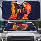 Personalized Adelaide Crows Auto Sun Shade Polynesian Tribal Crow Mascot With Hibiscus Floral Art