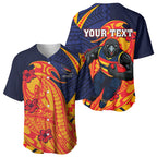 Personalized Adelaide Crows Baseball Jersey Polynesian Tribal Crow Mascot With Hibiscus Floral Art
