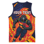 Personalized Adelaide Crows Basketball Jersey Polynesian Tribal Crow Mascot With Hibiscus Floral Art