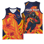 Personalized Adelaide Crows Basketball Jersey Polynesian Tribal Crow Mascot With Hibiscus Floral Art