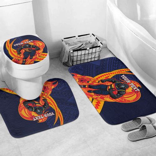 Personalized Adelaide Crows Bathroom Set Polynesian Tribal Crow Mascot With Hibiscus Floral Art