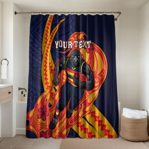 Personalized Adelaide Crows Bathroom Set Polynesian Tribal Crow Mascot With Hibiscus Floral Art