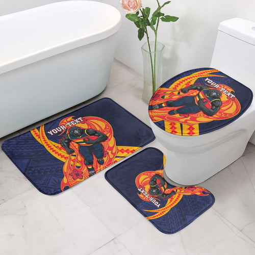 Personalized Adelaide Crows Bathroom Set Polynesian Tribal Crow Mascot With Hibiscus Floral Art