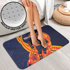 Personalized Adelaide Crows Bathroom Set Polynesian Tribal Crow Mascot With Hibiscus Floral Art