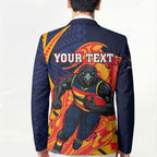 Personalized Adelaide Crows Blazer Polynesian Tribal Crow Mascot With Hibiscus Floral Art