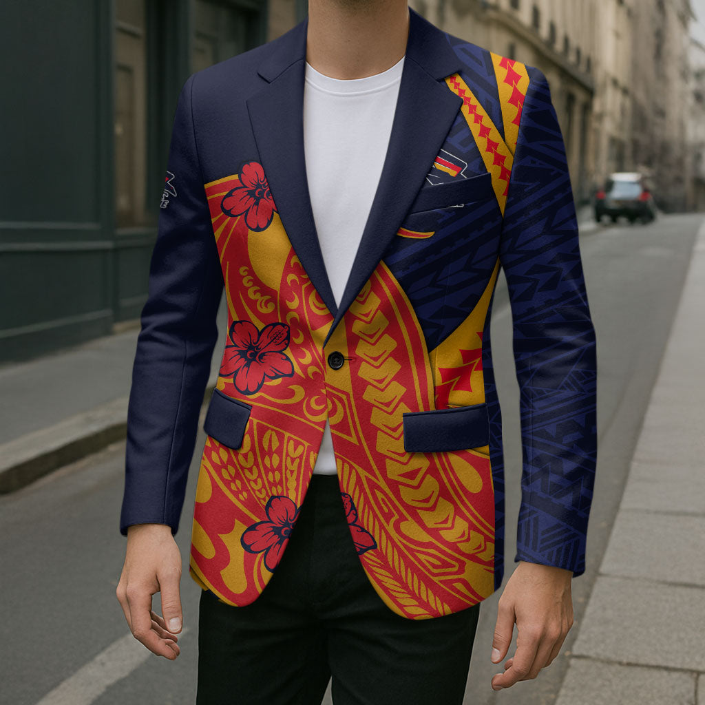Personalized Adelaide Crows Blazer Polynesian Tribal Crow Mascot With Hibiscus Floral Art