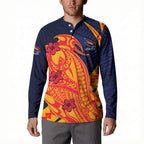 Personalized Adelaide Crows Button Sweatshirt Polynesian Tribal Crow Mascot With Hibiscus Floral Art