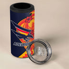Personalized Adelaide Crows 4 in 1 Can Cooler Tumbler Polynesian Tribal Crow Mascot With Hibiscus Floral Art