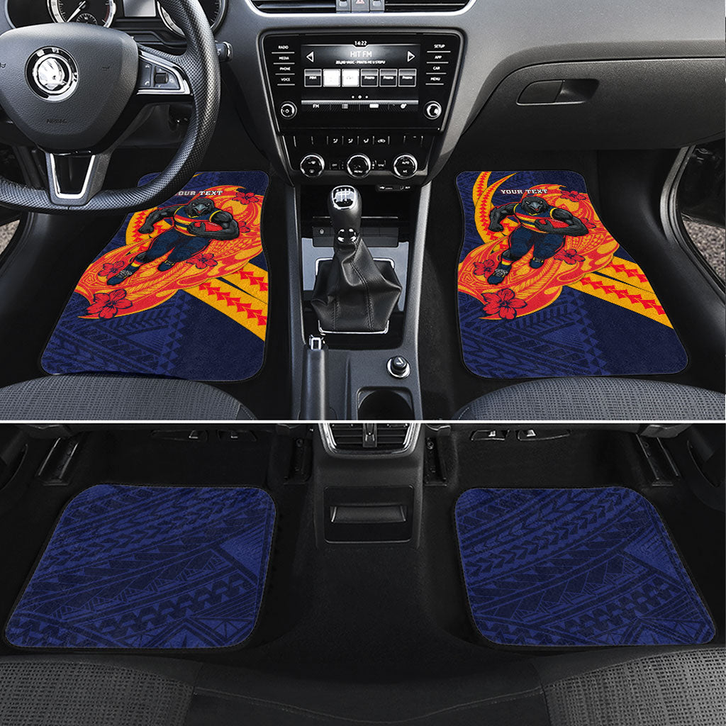 Personalized Adelaide Crows Car Mats Polynesian Tribal Crow Mascot With Hibiscus Floral Art