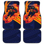 Personalized Adelaide Crows Car Mats Polynesian Tribal Crow Mascot With Hibiscus Floral Art