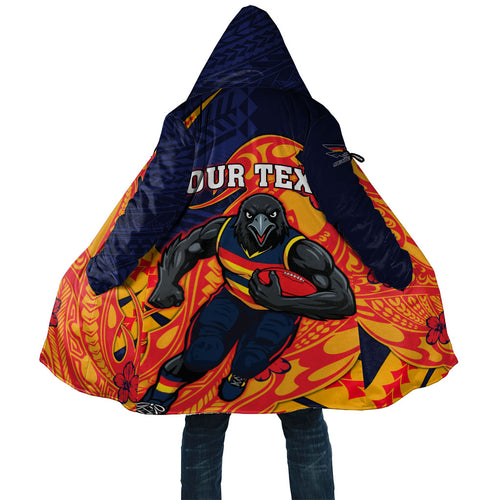 Personalized Adelaide Crows Cloak Polynesian Tribal Crow Mascot With Hibiscus Floral Art