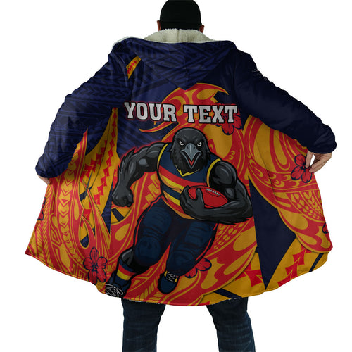 Personalized Adelaide Crows Cloak Polynesian Tribal Crow Mascot With Hibiscus Floral Art