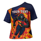 Personalized Adelaide Crows Cross Shoulder Shirt Polynesian Tribal Crow Mascot With Hibiscus Floral Art