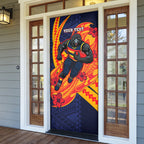 Personalized Adelaide Crows Door Cover Polynesian Tribal Crow Mascot With Hibiscus Floral Art