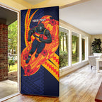 Personalized Adelaide Crows Door Cover Polynesian Tribal Crow Mascot With Hibiscus Floral Art
