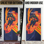 Personalized Adelaide Crows Door Cover Polynesian Tribal Crow Mascot With Hibiscus Floral Art