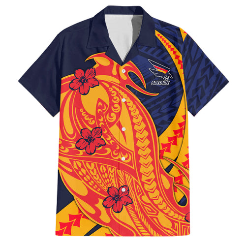 Personalized Adelaide Crows Family Matching Long Sleeve Bodycon Dress and Hawaiian Shirt Polynesian Tribal Crow Mascot With Hibiscus Floral Art