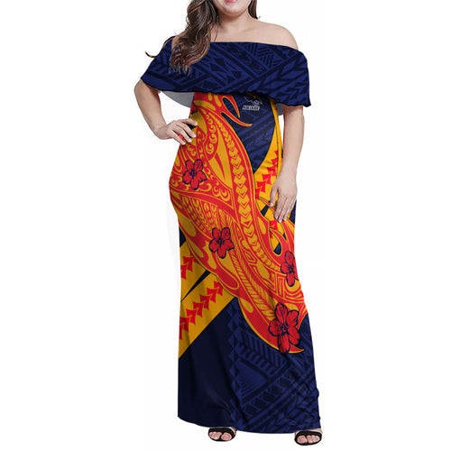 Personalized Adelaide Crows Family Matching Off Shoulder Maxi Dress and Hawaiian Shirt Polynesian Tribal Crow Mascot With Hibiscus Floral Art