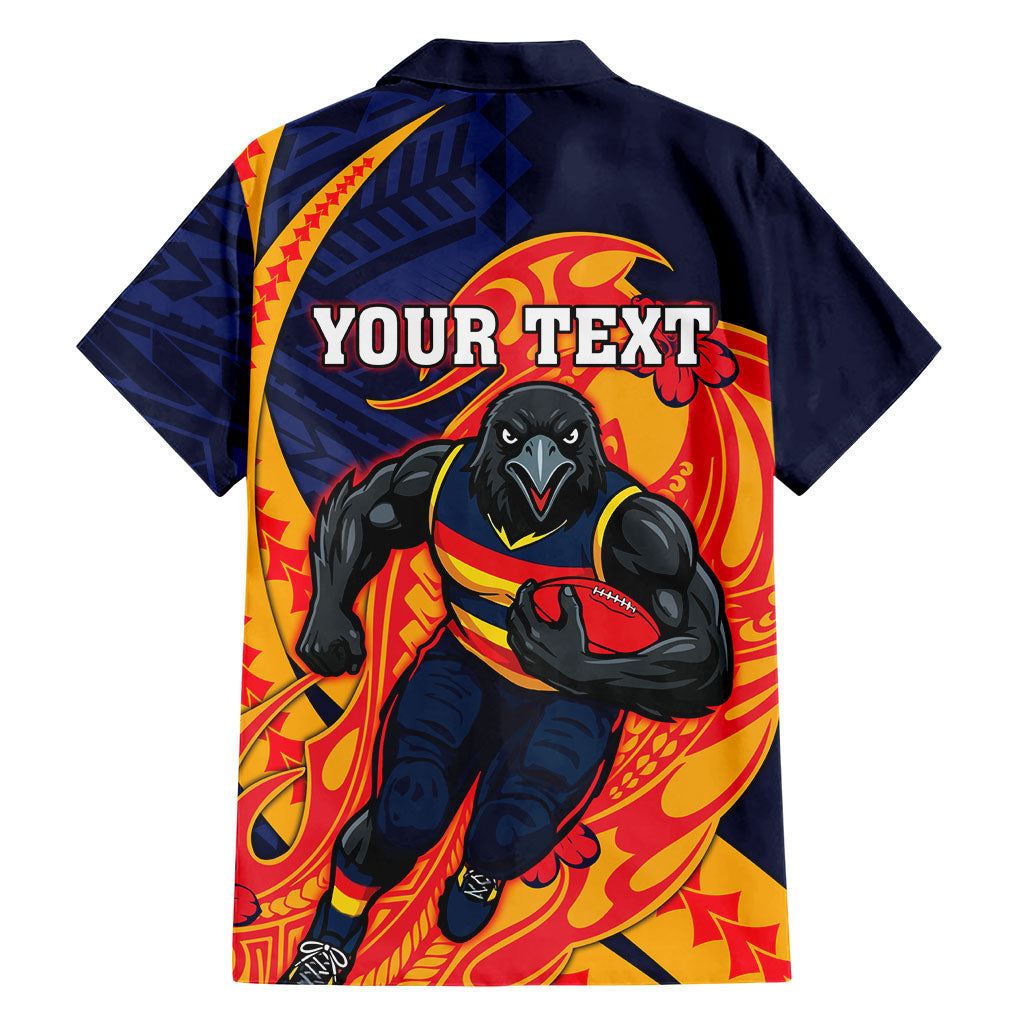 Personalized Adelaide Crows Family Matching Puletasi and Hawaiian Shirt Polynesian Tribal Crow Mascot With Hibiscus Floral Art