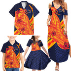 Personalized Adelaide Crows Family Matching Summer Maxi Dress and Hawaiian Shirt Polynesian Tribal Crow Mascot With Hibiscus Floral Art