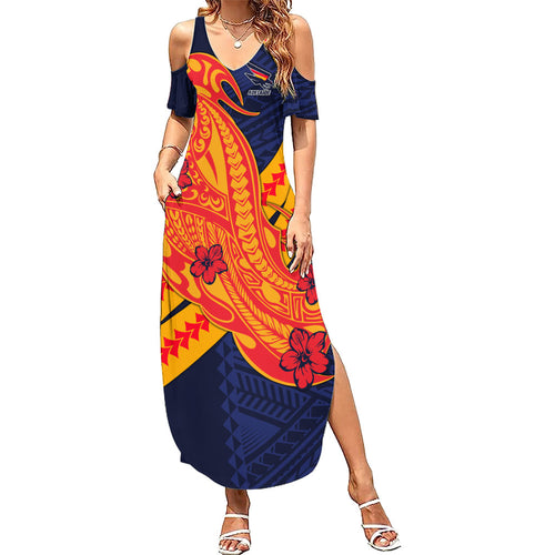 Personalized Adelaide Crows Family Matching Summer Maxi Dress and Hawaiian Shirt Polynesian Tribal Crow Mascot With Hibiscus Floral Art