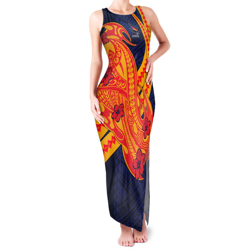 Personalized Adelaide Crows Family Matching Tank Maxi Dress and Hawaiian Shirt Polynesian Tribal Crow Mascot With Hibiscus Floral Art