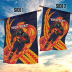 Personalized Adelaide Crows Garden Flag Polynesian Tribal Crow Mascot With Hibiscus Floral Art