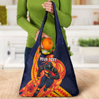 Personalized Adelaide Crows Grocery Bag Polynesian Tribal Crow Mascot With Hibiscus Floral Art