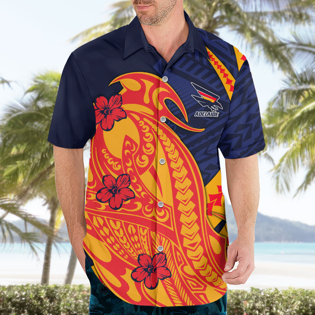 Personalized Adelaide Crows Hawaiian Shirt Polynesian Tribal Crow Mascot With Hibiscus Floral Art