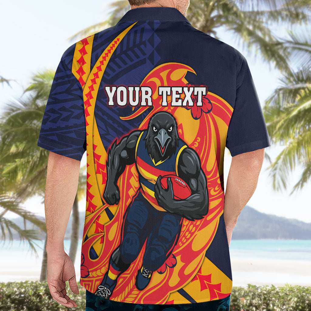 Personalized Adelaide Crows Hawaiian Shirt Polynesian Tribal Crow Mascot With Hibiscus Floral Art