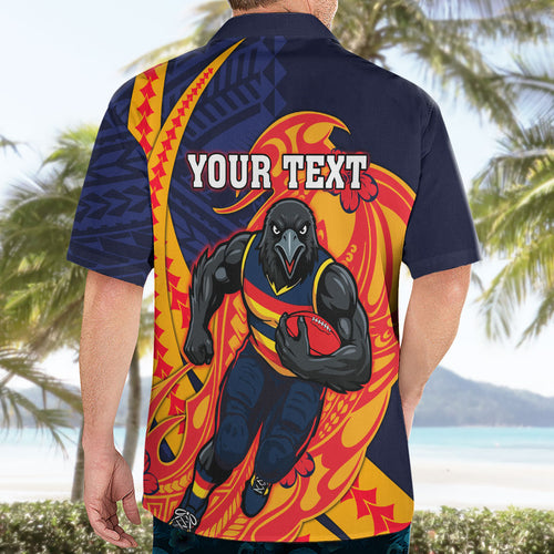 Personalized Adelaide Crows Hawaiian Shirt Polynesian Tribal Crow Mascot With Hibiscus Floral Art