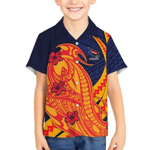 Personalized Adelaide Crows Hawaiian Shirt Polynesian Tribal Crow Mascot With Hibiscus Floral Art