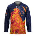 Personalized Adelaide Crows Hockey Jersey Polynesian Tribal Crow Mascot With Hibiscus Floral Art