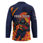 Personalized Adelaide Crows Hockey Jersey Polynesian Tribal Crow Mascot With Hibiscus Floral Art