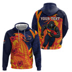 Personalized Adelaide Crows Hoodie Polynesian Tribal Crow Mascot With Hibiscus Floral Art