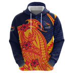 Personalized Adelaide Crows Hoodie Polynesian Tribal Crow Mascot With Hibiscus Floral Art