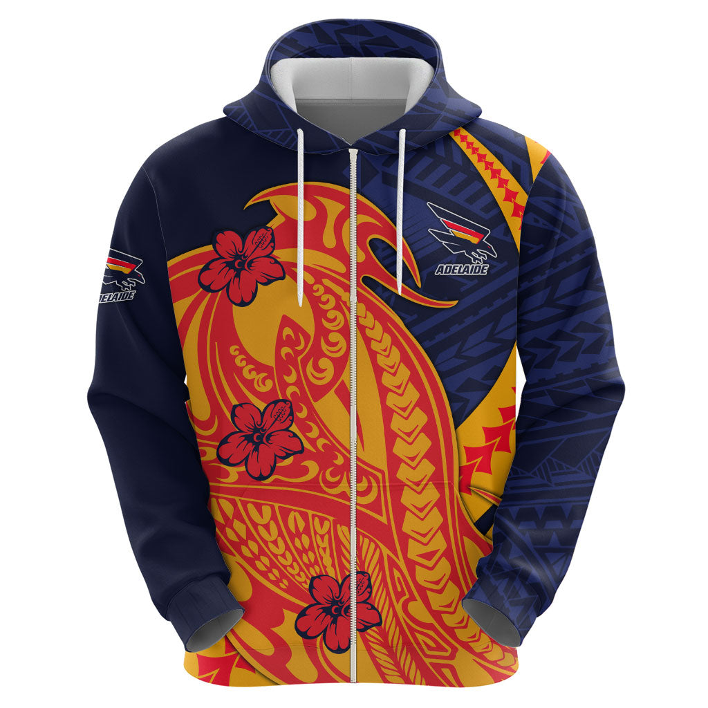 Personalized Adelaide Crows Hoodie Polynesian Tribal Crow Mascot With Hibiscus Floral Art