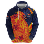 Personalized Adelaide Crows Hoodie Polynesian Tribal Crow Mascot With Hibiscus Floral Art