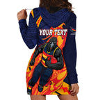 Personalized Adelaide Crows Hoodie Dress Polynesian Tribal Crow Mascot With Hibiscus Floral Art