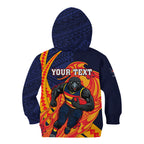 Personalized Adelaide Crows Kid Hoodie Polynesian Tribal Crow Mascot With Hibiscus Floral Art