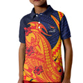 Personalized Adelaide Crows Kid Polo Shirt Polynesian Tribal Crow Mascot With Hibiscus Floral Art