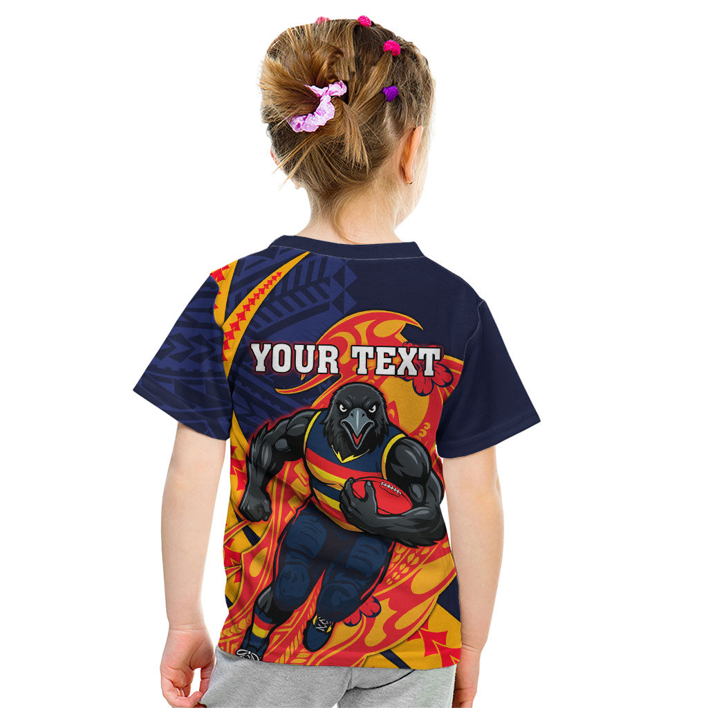 Personalized Adelaide Crows Kid T Shirt Polynesian Tribal Crow Mascot With Hibiscus Floral Art