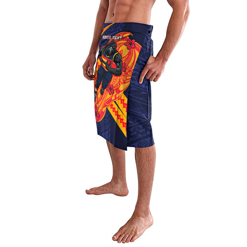 Personalized Adelaide Crows Lavalava Polynesian Tribal Crow Mascot With Hibiscus Floral Art